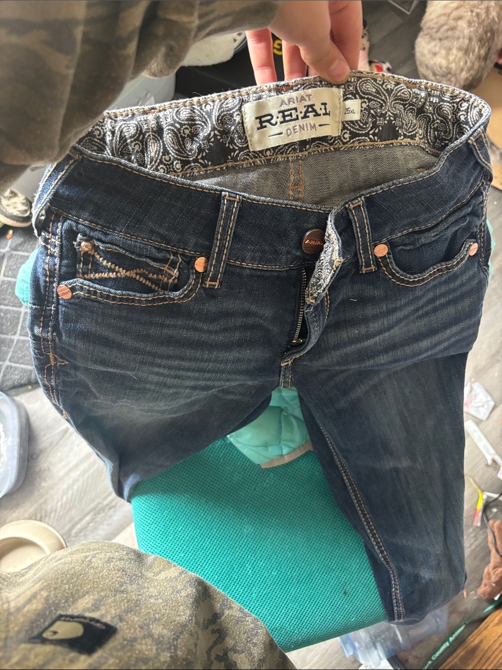 Ariat Women's Dark Blue Skinny Jeans with Paisley Waistband